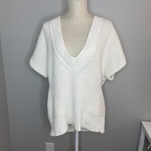 Banana Republic Organic Cotton Pullover Sweater, White, XL/XXL